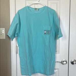 Southern Fried Cotton Blue T-Shirt w/Dogs on the back.